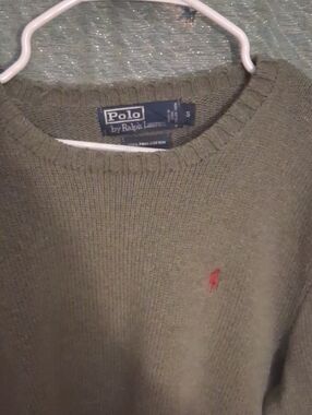 Polo by Ralph Lauren Olive Crewneck Sweater with Red Pony
